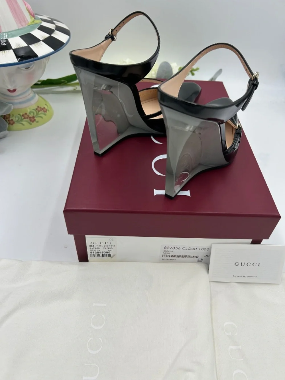 Women’s Gucci Christy Patent Leather Wedge. Size 38. Made in Italy.